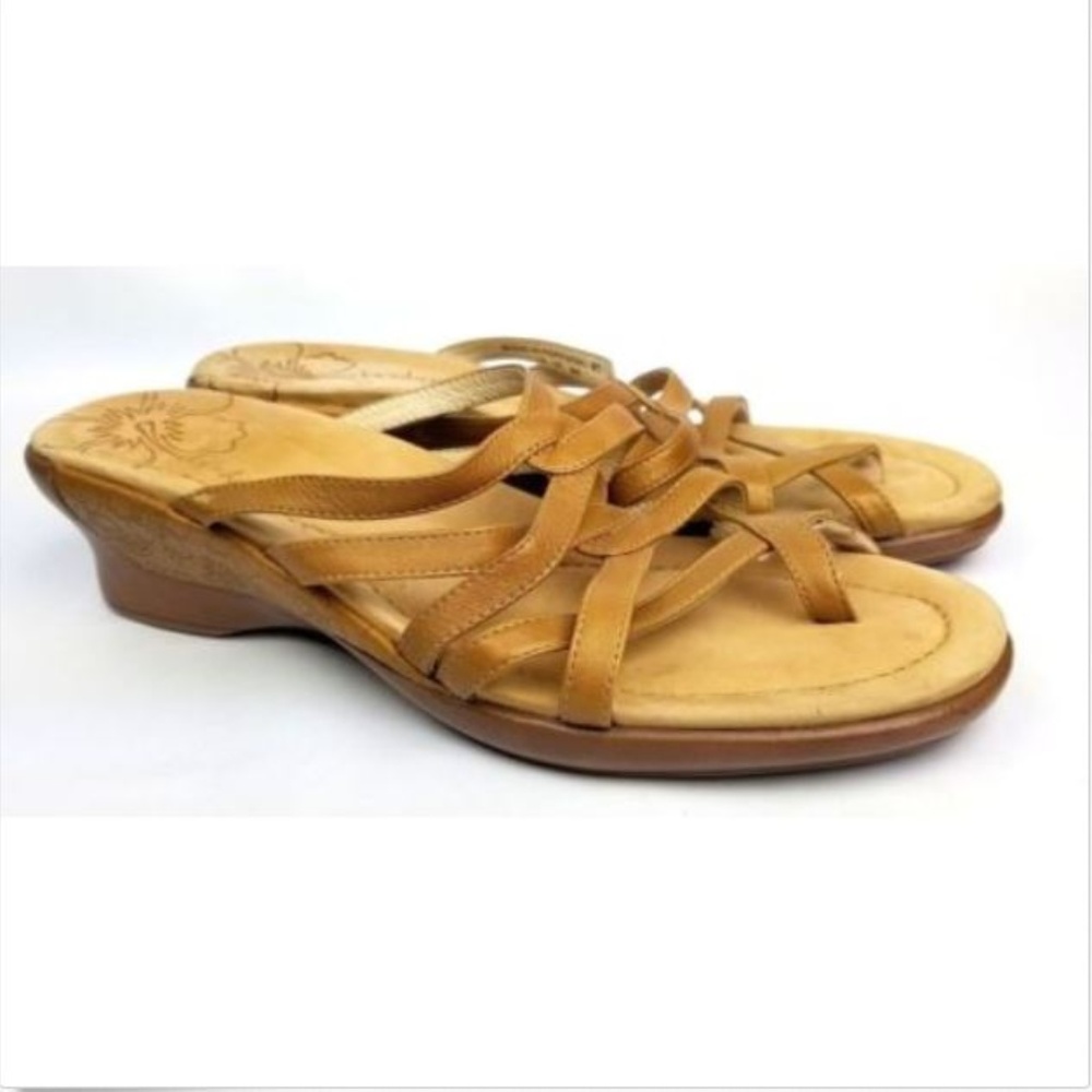 Dansko Brown Tan Leather Slip On Sandal 10.5 AA
